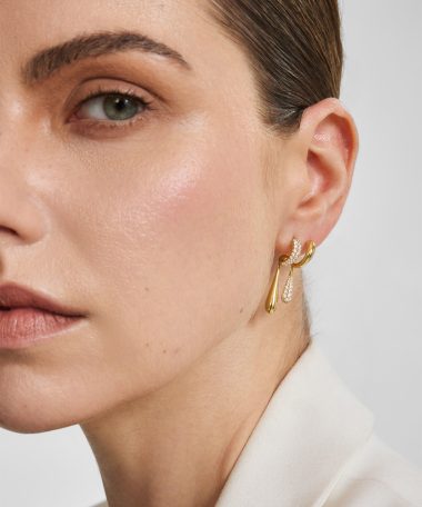 Alternative view of Ania Haie Gold Spiral Contrast Teardrop Dangle Stud Earrings