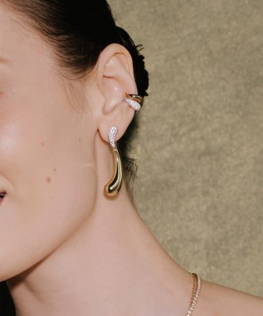 Alternative view of Ania Haie Gold Pavé & Polished Wave Teardrop Dangle Stud Earrings