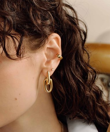 Alternative view of Ania Haie Gold Sculptural Interlocking Huggie Hoop Earrings