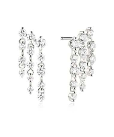 Ania Haie Silver Triple Fringe Stud Earrings