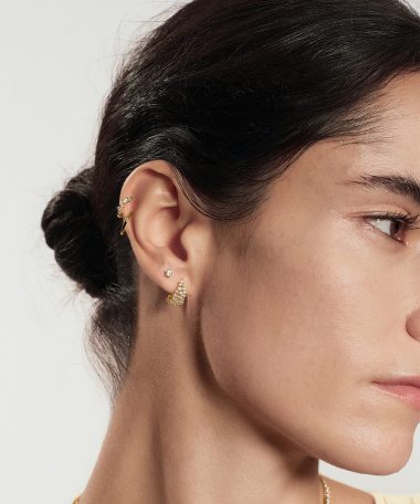 Alternative view of Ania Haie Gold Pavé Openwork Curved Stud Hoop Earrings