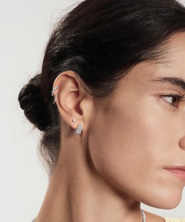 Alternative view of Ania Haie Silver Pavé Openwork Curved Stud Hoop Earrings