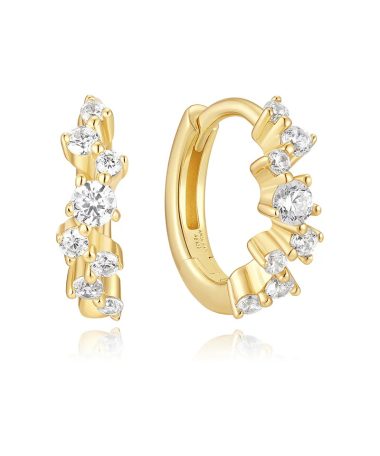 Ania Haie Gold Zig-Zag Pavé Huggie Hoop Earrings