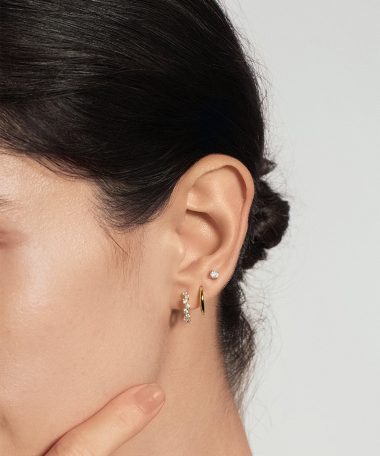 Alternative view of Ania Haie Gold Zig-Zag Pavé Huggie Hoop Earrings