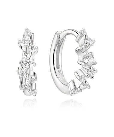 Ania Haie Silver Zig-Zag Pavé Huggie Hoop Earrings