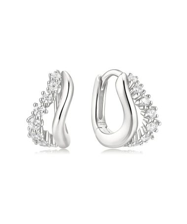 Ania Haie Silver Duet Wave Huggie Hoop Earrings