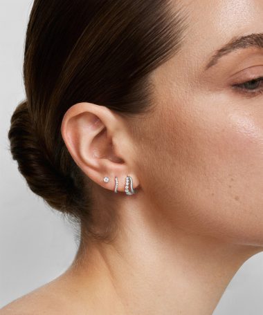 Alternative view of Ania Haie Silver Duet Wave Huggie Hoop Earrings