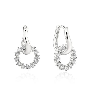 Ania Haie Silver Pavé Interlocked Huggie Hoop Earrings