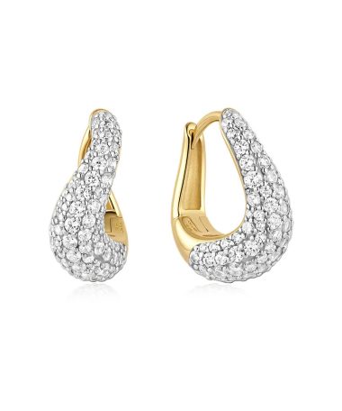 Ania Haie Gold Pavé Wave Huggie Hoop Earrings