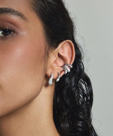 Alternative view of Ania Haie Silver Pavé Wave Huggie Hoop Earrings