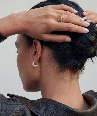 Alternative view of Ania Haie Gold Chunky Pavé Wave Huggie Hoop Earrings