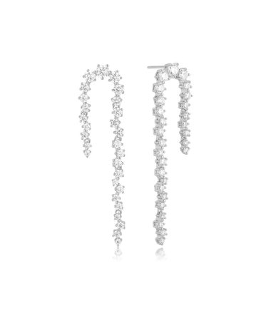 Ania Haie Silver Sparkling Zig-Zag Drop Stud Earrings