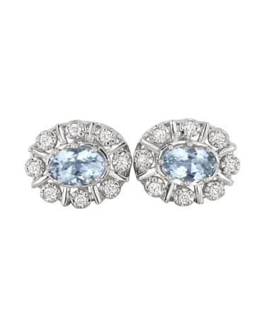 Diana Diamantørepynt i 14kt Hvitt Gull (585) med Aquamarine og 0.16ct TW/SI Diamanter