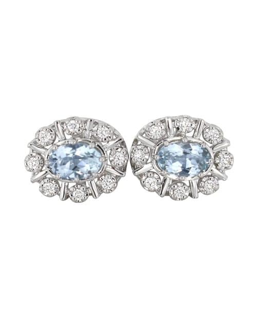 Diana Diamantørepynt i 14kt Hvitt Gull (585) med Aquamarine og 0.16ct TW/SI Diamanter