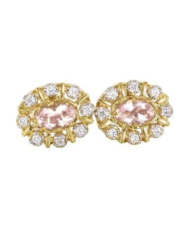 Diana Diamantørepynt i 14kt Gult Gull (585) med Rosekvarts og 0.16ct TW/SI Diamanter