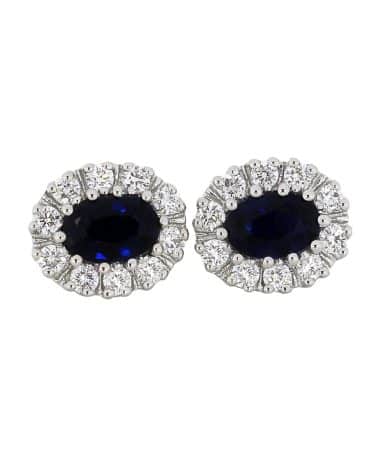 Diana Diamantørepynt i 14kt Hvitt Gull (585), 1.30ct Safir og 0.50ct TW/SI Diamanter