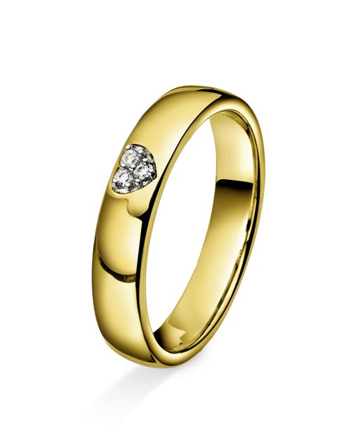 Amore forlovelsesring i 14kt gult gull med diamanthjerte 0,03ct 4mm - AD4-8004-3H