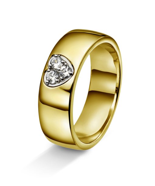 Amore forlovelsesring i 14kt gult gull med diamanthjerte 0,15ct 6mm - AD4-8006-15H
