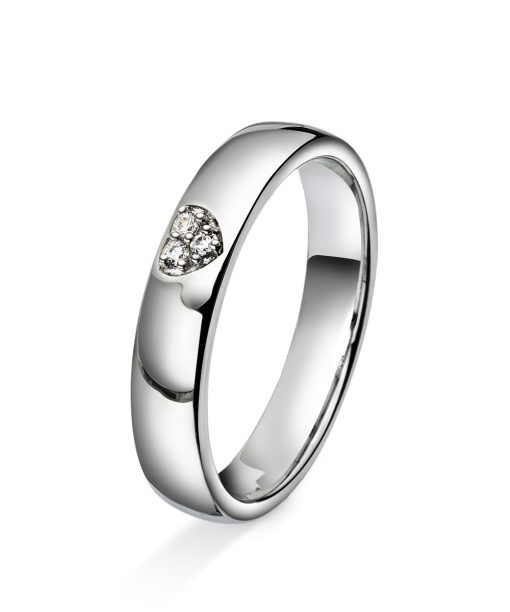Amore forlovelsesring i 14kt hvitt gull med diamanthjerte 0,03ct 4mm - AD4-9004-3H