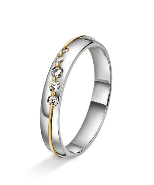 Amore forlovelsesring i 14kt gult/hvitt gull med diamanter 0,14ct 3,5mm - AD4-9106