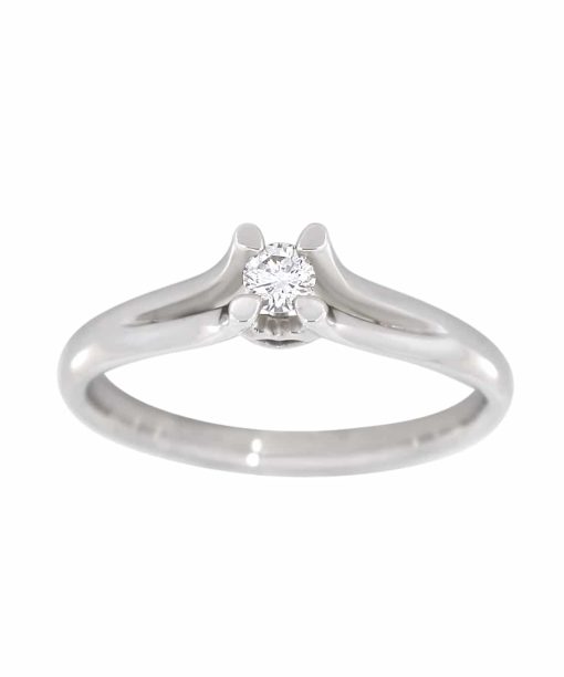 Enstens diamantring i hvitt gull 0.10ct TW.SI