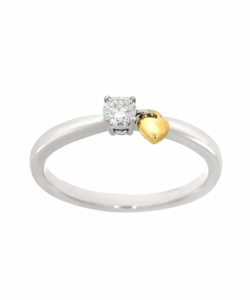 Diamantring i hvitt gull med hvitt gull hjerte 0.10ct TW.SI