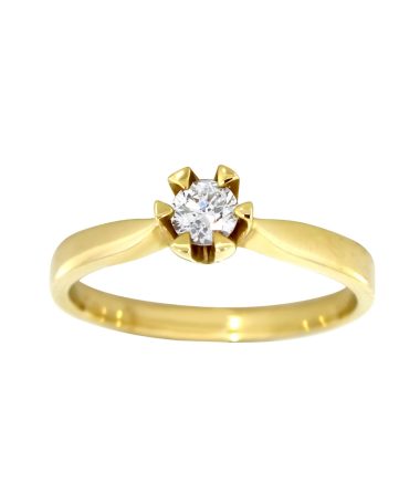 Victoria enstens diamantring i gult gull 0.25ct TW.SI