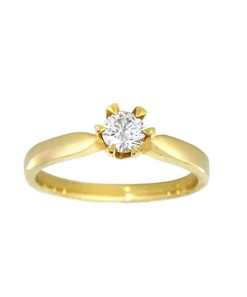 Victoria enstens diamantring i gult gull 0.30ct TW.SI