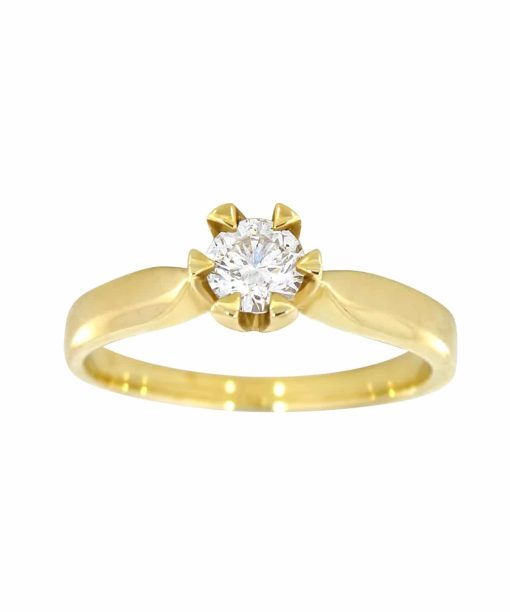 Victoria enstens diamantring i gult gull 0.50ct TW.SI