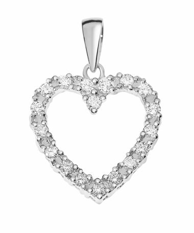 Diamanthjerte anheng i hvitt gull 0.50ct TW.SI
