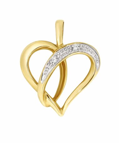 Diamanthjerte i gult gull 0.01ct TW.SI