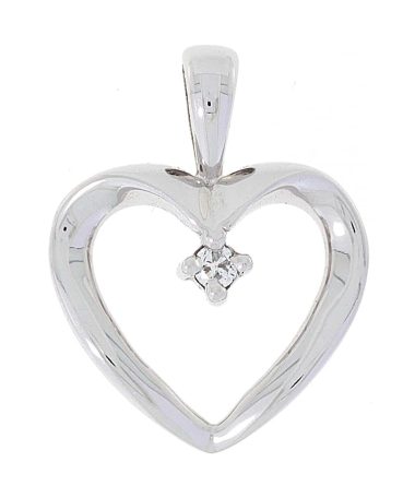 Diamanthjerte i hvitt gull 0.02ct TW.SI