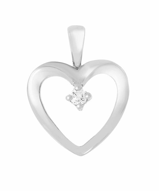 Diamanthjerte i hvitt gull 0.04ct TW.SI