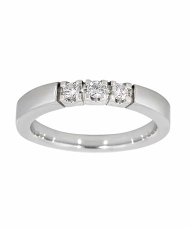 Alliansering i hvitt gull, 0.05ct. TW.SI, 3 stener