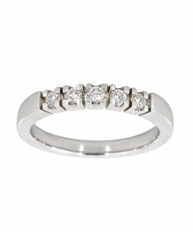Alliansering i hvitt gull, 0.05ct. TW.SI, 5 stener