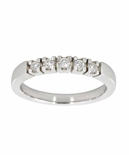 Alliansering i hvitt gull, 0.05ct. TW.SI, 5 stener