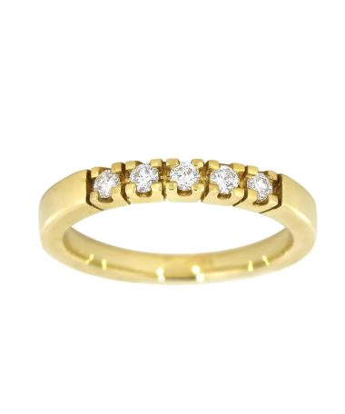 Alliansering i gult gull, 0.05ct. TW.SI, 5 stener