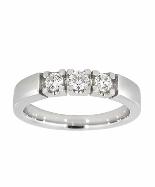 Alliansering i hvitt gull 0.07ct TW.SI, 3 stener