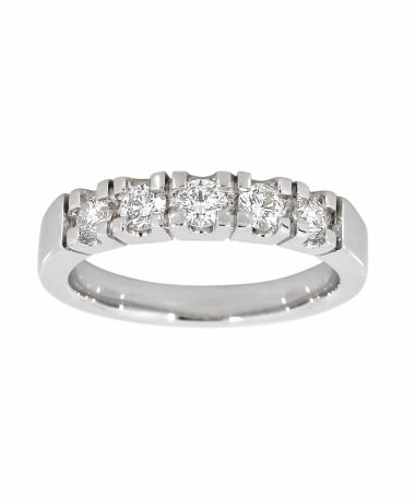 Alliansering i hvitt gull 0.07ct TW.SI, 5 stener