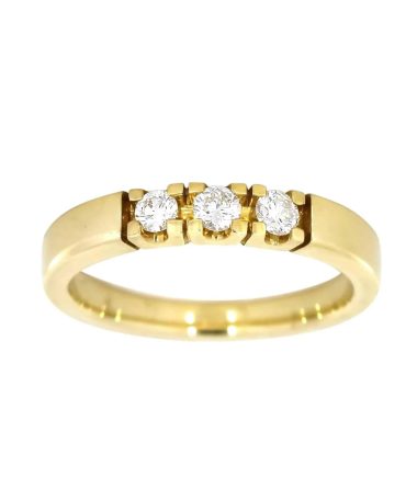 Alliansering i gult gull 0.10ct TW.SI, 3 stener