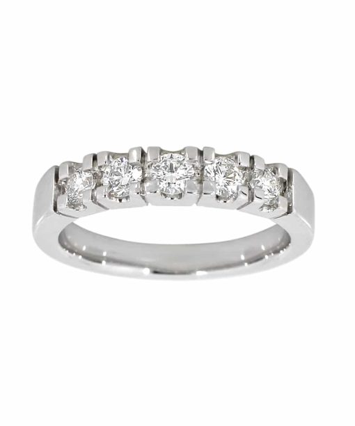 Alliansering i hvitt gull 0.10ct TW.SI, 5 stener