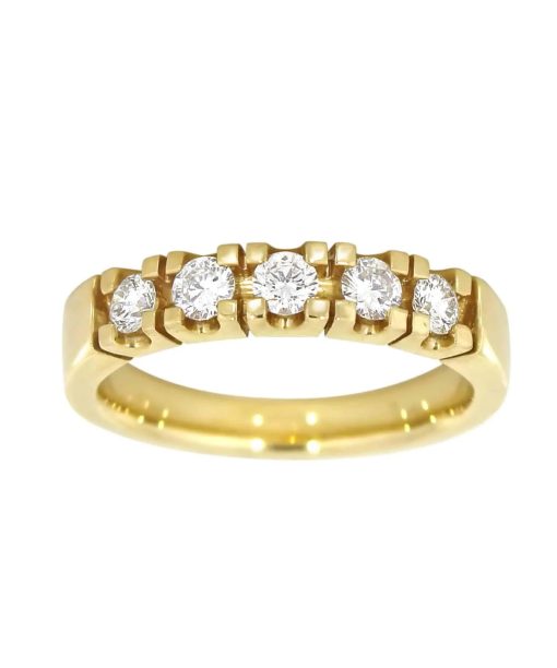 Alliansering i gult gull 0.10ct TW.SI, 5 stener