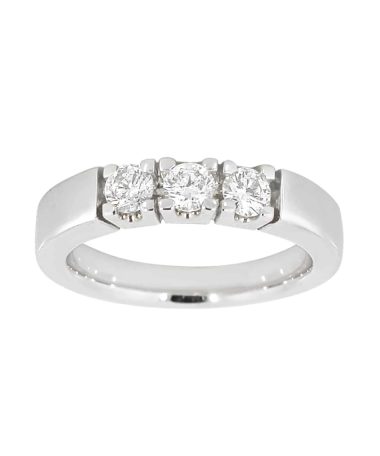 Alliansering i hvitt gull 0.45ct TW.SI, 3 stener