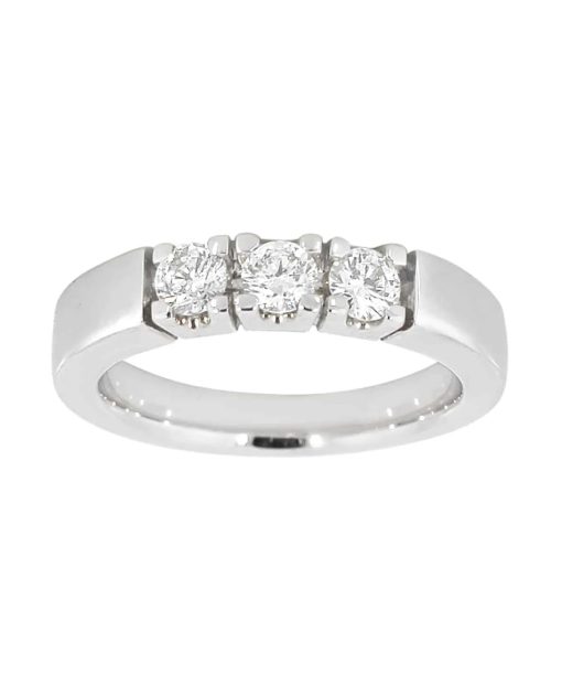 Alliansering i hvitt gull 0.45ct TW.SI, 3 stener