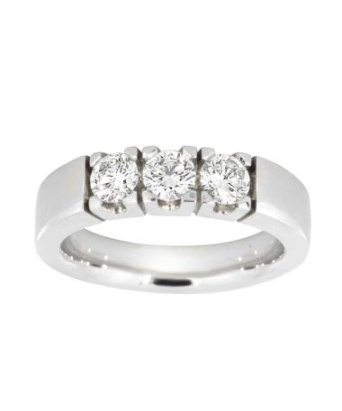 Alliansering i hvitt gull 0.20ct TW.SI, 3 stener
