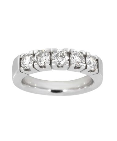 Alliansering i hvitt gull 0.20ct TW.SI, 5 stener