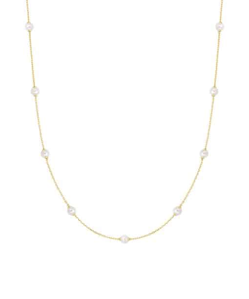 Ania Haie Gold Shell Pearl Station Chain Necklace