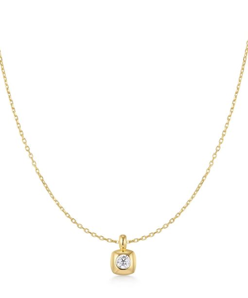 Ania Haie Gold Modern Bezel-Set Solitaire Necklace
