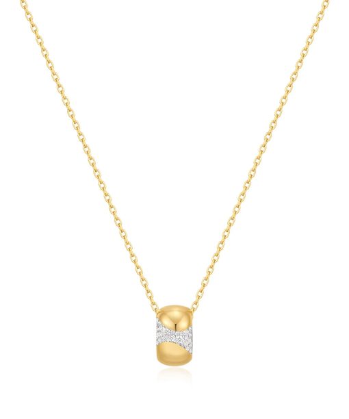 Ania Haie Gold Puffed Rivulet Pavé Necklace