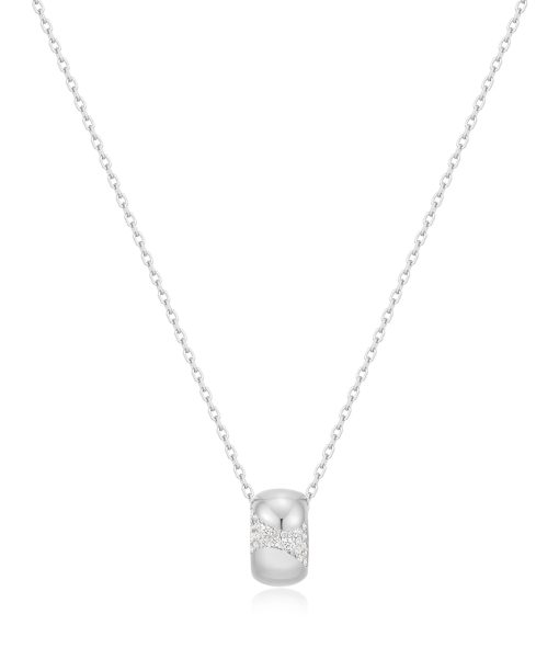 Ania Haie Silver Puffed Rivulet Pavé Necklace